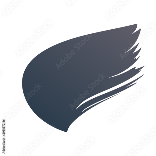 Abstract dark gray brush stroke on transparent background