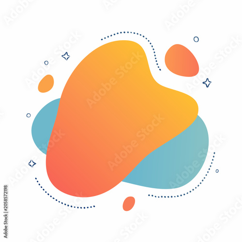 Abstract Gradient Blob Shapes with Dotted Lines and Stars