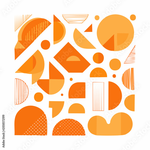 Abstract Geometric Pattern with Orange Shapes