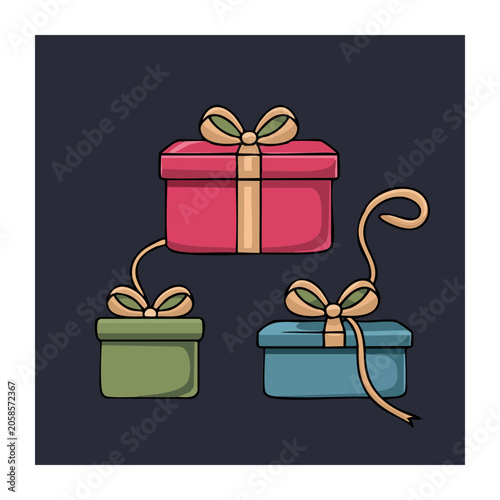 Flat Design Gift Boxes with Ribbons