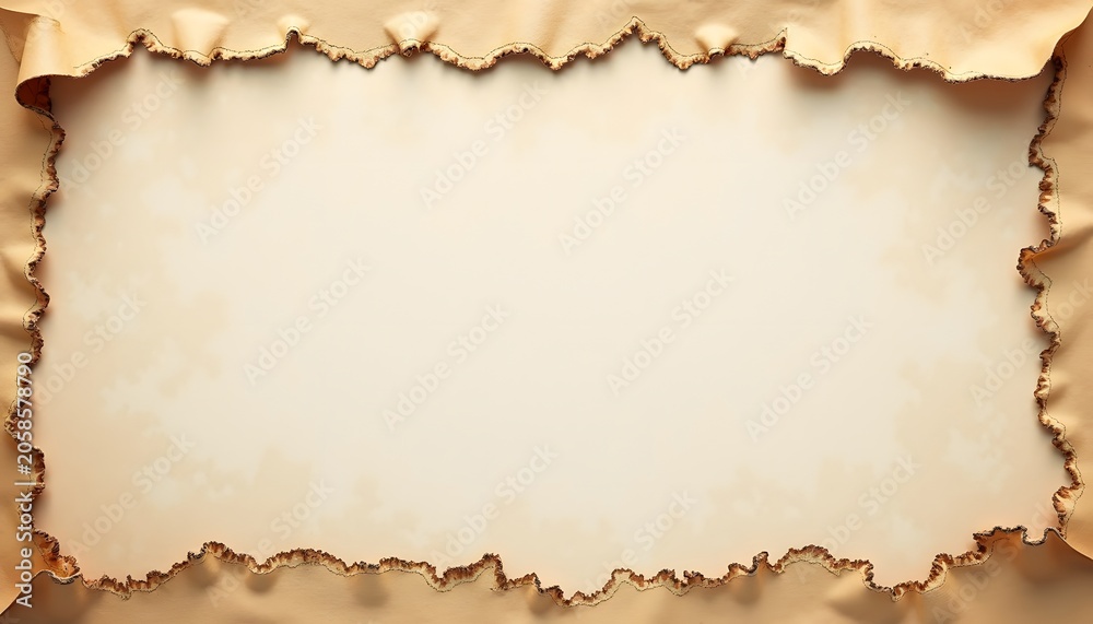 Fototapeta premium Parchment Paper Background with Torn Edges and Warm Vintage Texture for Retro Design and Copy Space Featuring Distressed, Rustic, Handmade Look
