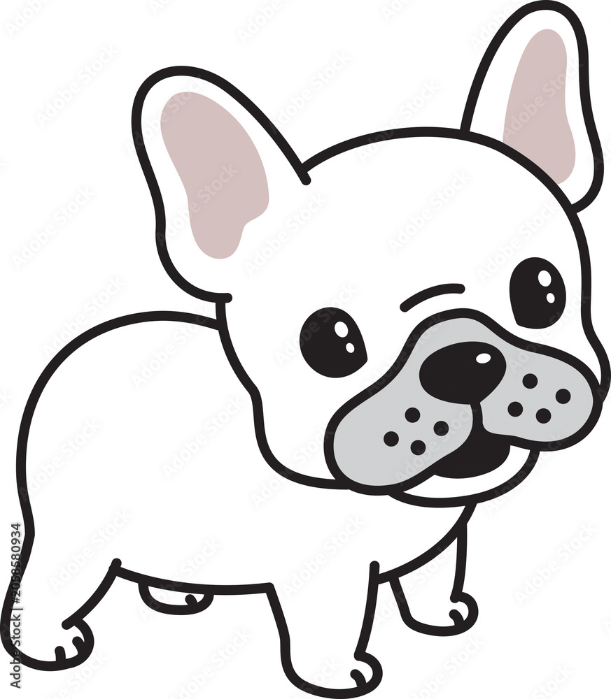 Naklejka premium dog french bulldog icon logo puppy pet doodle character cartoon illustration