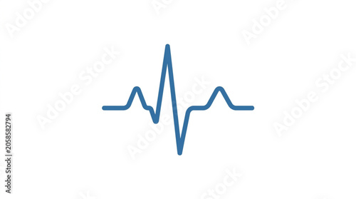 Tableau sur toile Blue electrocardiogram line on white background.