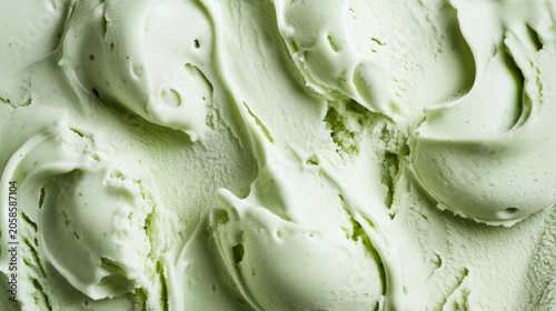 Pistachio ice cream scoops showing creamy texture and swirls for a sweet treat