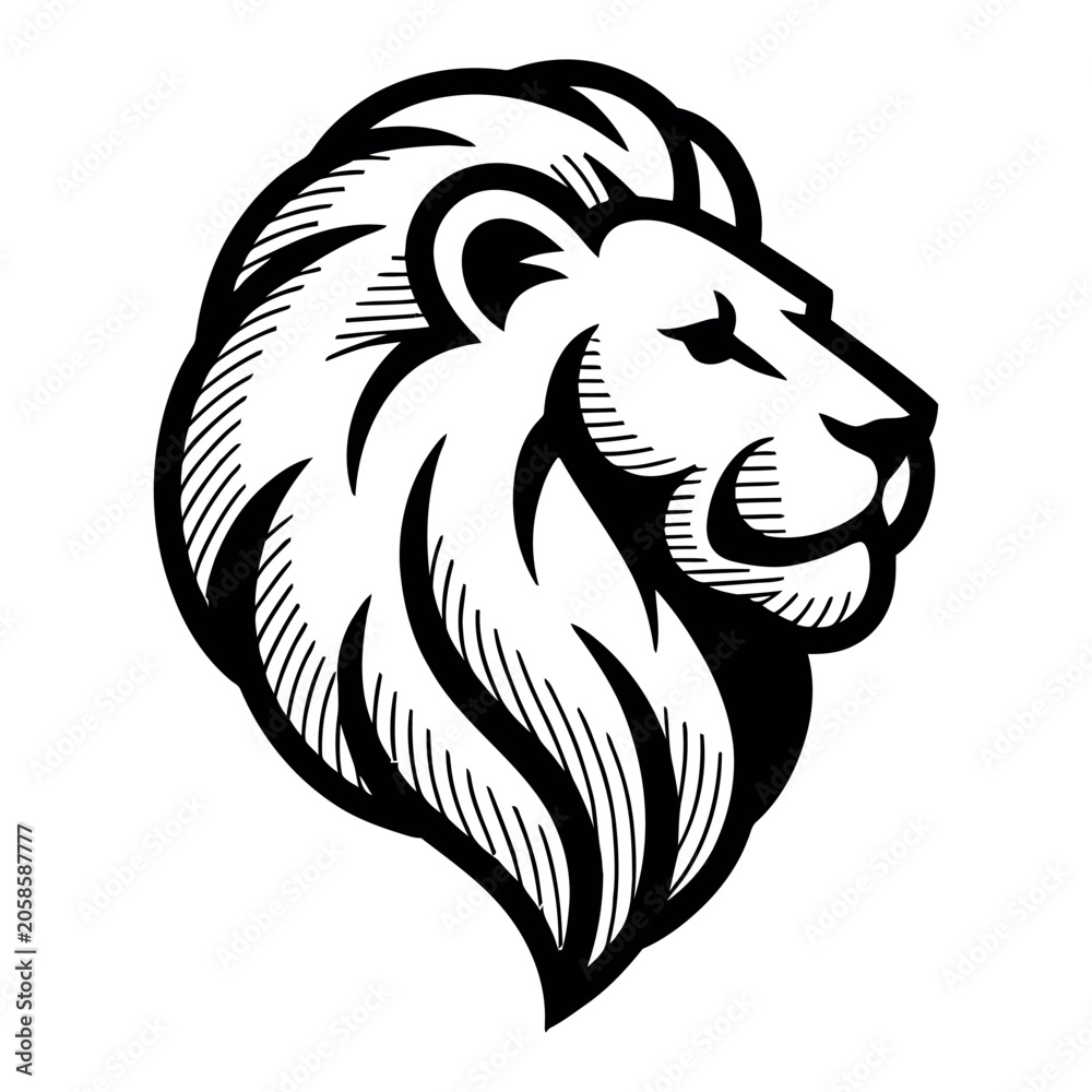 Fototapeta premium lion engraving vector illustration art