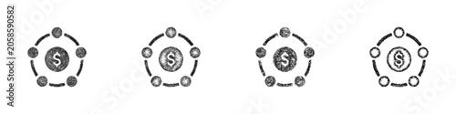 Sketch monochrome microfinance institution logo design set