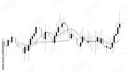 Fotografie Monochrome candlestick chart showing volatile stock market movements