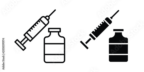 Εκτύπωση καμβά Vaccine vial icon bundle modern line and clipart style collection