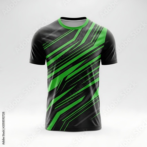 Black and Green Athletic Jersey Displayed on Minimal Studio Background
