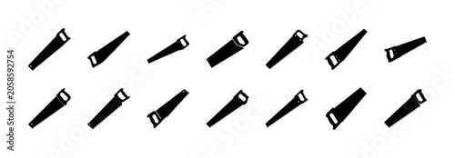 Bild auf Leinwand Black scissors icon set in various angles - A clean set of black scissors icons