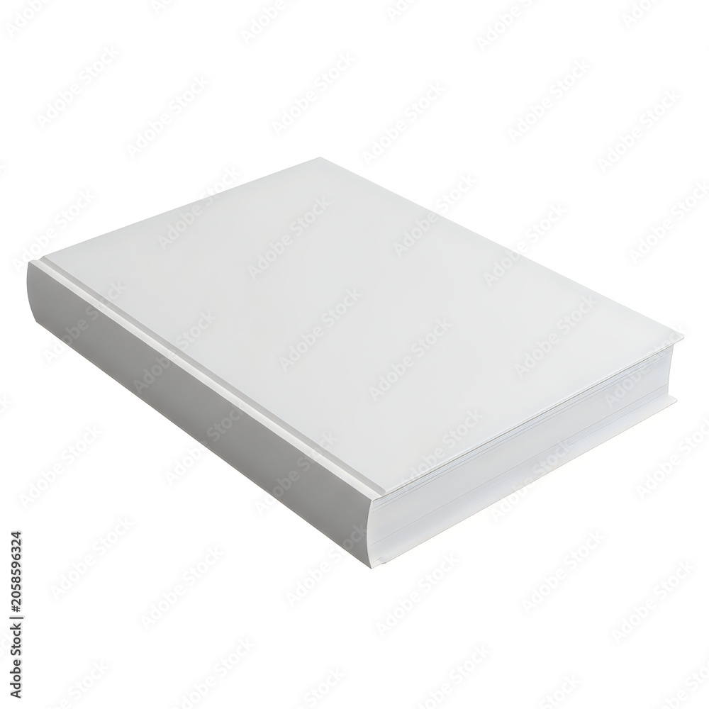 Fototapeta premium Blank white book with empty hard cover isolated on white background