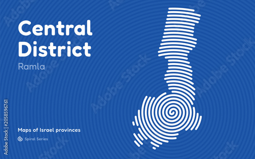 Spiral pattern map of Israel Central District with administrative center in Ramla