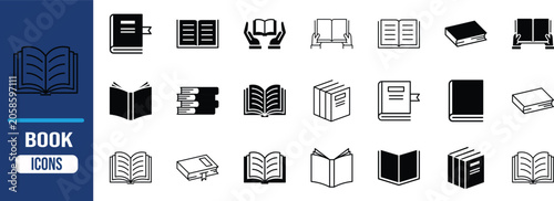 Schilderij op canvas Book library reading study icons