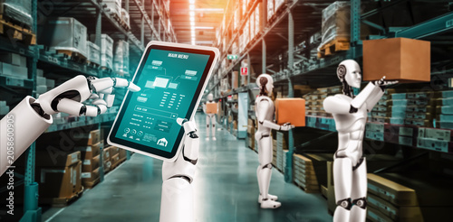 Photos Innovative industry robot working in warehouse for human labor replacement