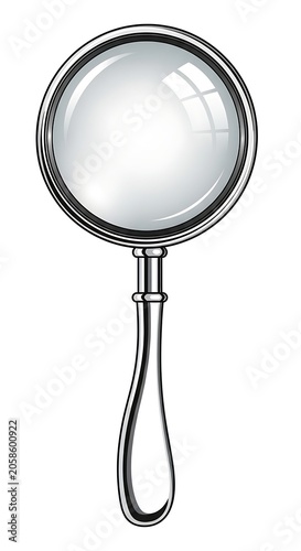 Vintage Handheld Magnifying Glass Isolated on White Background