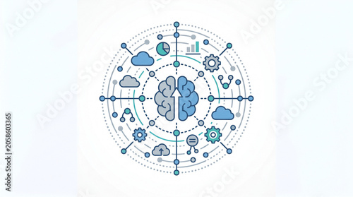 Artificial Intelligence Assistant Communication Network Concept
