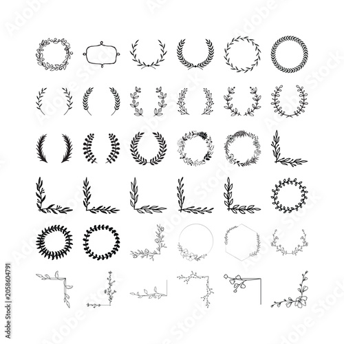 Botanical Wreath and Floral Frame Vector Collection
