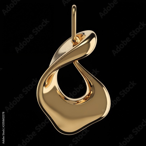Gold Abstract Pendant Design Isolated on Dark Background – Luxury Ornamental Jewelry Artwork