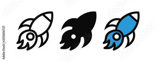 Rocket Launce Vector Icon Set