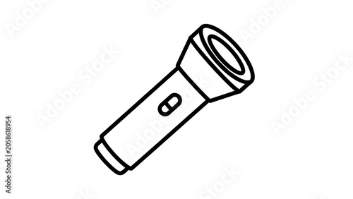 Electric Flashlight Torch Vector Line Icon for Camping, Hiking and Emergency Lighting
