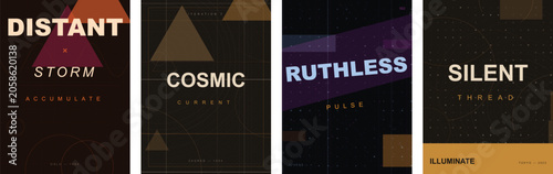 Fotografie Brutalist poster design set with geometric shapes, abstract book cover templates