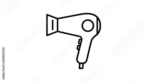 Simple Hair Dryer Outline Icon for Beauty Salon and Hair Care Vector Illustration