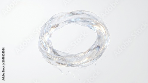 Abstract Water Ring Liquid Splash Design with Clear Fluid Motion Creating a Dynamic Circular Shape Effect Against a Clean White Background