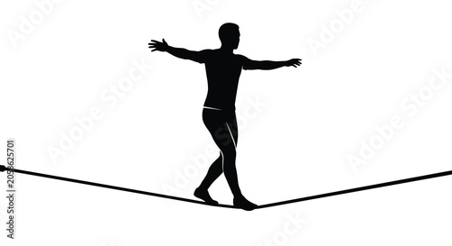 Foto A tightrope walker balancing on a rope depicted as a black silhouette balance eq