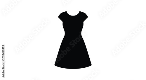 Cuadro en lienzo Black dress silhouette against a white background a simple clothing outline silh