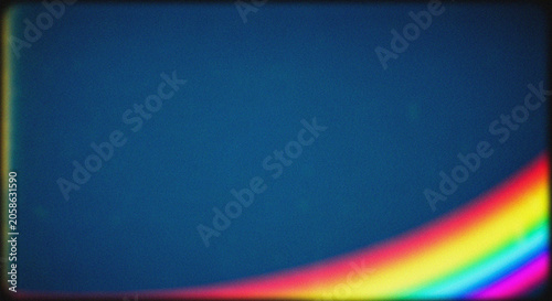 Obraz na plátně Vibrant Retro Rainbow Curve on Blue Background with Vintage Film Effect for Crea