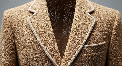 Beige textured blazer jacket made of organic natural straw materials