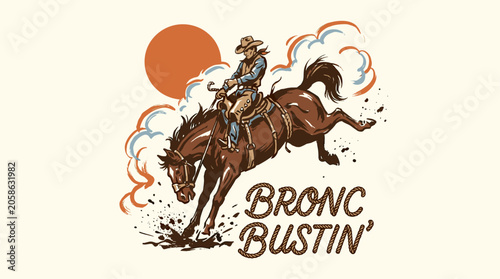 Photos Bronc bustin vintage print design for t shirt