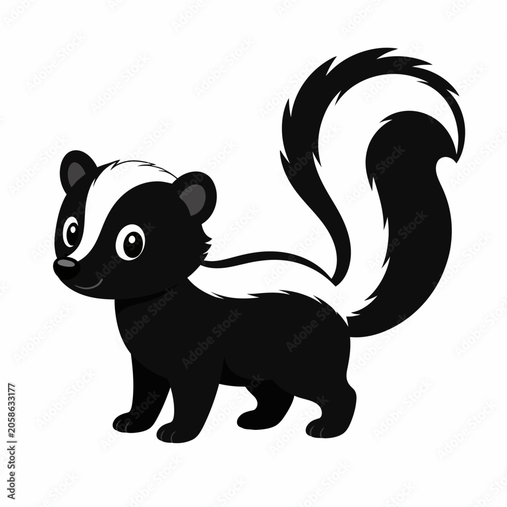 Fototapeta premium Cute Cartoon Skunk Illustration Vector Isolated on White Background