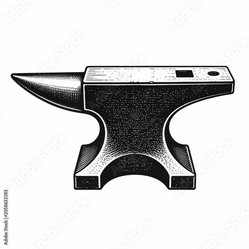 Vintage Anvil Blacksmith Tool Vector Illustration Woodcut Style Art