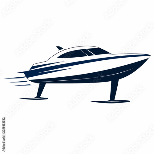Modern Hydrofoil Speedboat Vector Illustration Design