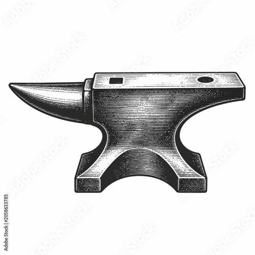 Vintage Blacksmith Anvil Illustration Vector Engraving Style Design