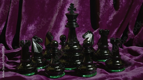 Stacked Obsidian Chess Pieces Collection fadzm2