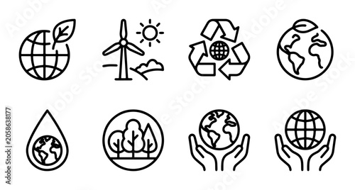 фотографія Eco-friendly Earth icons, renewable energy, sustainability symbols, green planet