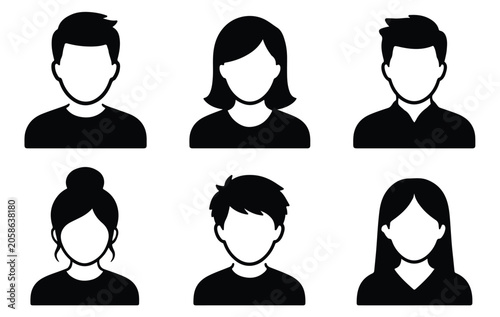 Diverse User Avatar Icon Collection Featuring Men and Women Vector Profiles