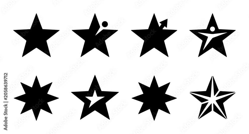 Obraz premium Star Icons Set: Achievement, Success, Award, Excellence, Recognition, Performance, Quality, Celebration