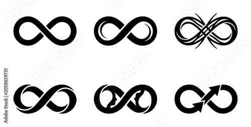 Slika na platnu Infinity Symbol Variations, Endless Loop Icons, Eternal Concepts, Infinite Loop