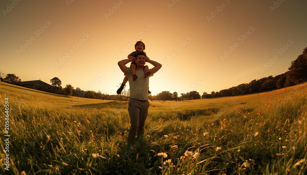 Fototapeta premium Father and Son Bonding Moment Outdoor Summer Activity 4