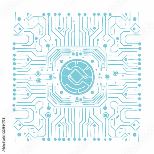 Abstract Blue Circuit Board Design