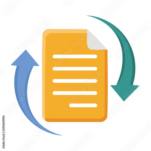 Document transfer and exchange icon with arrows