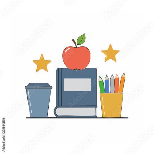 Flat design school supplies illustration
