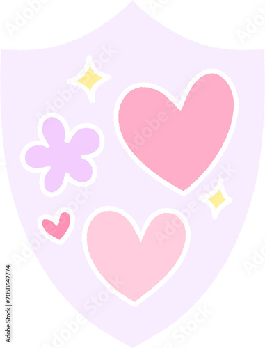 Hand Drawn Cute Shield Emblem Illustration Fantasy Crest Badge Clipart