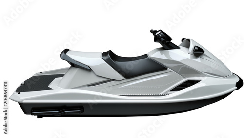 Photos Sleek white personal watercraft with black seat, isolated on transparent backgro
