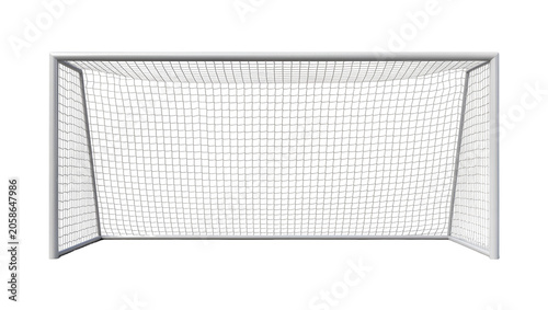 Φωτογραφία Full soccer goal with white metal frame and net, isolated on transparent backgro