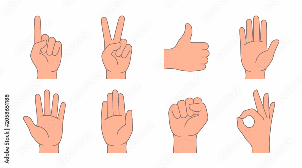 Fototapeta premium Human hand gestures for nonverbal communication and signals