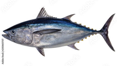 Photos Large bluefin tuna fish with metallic scales, isolated on transparent background